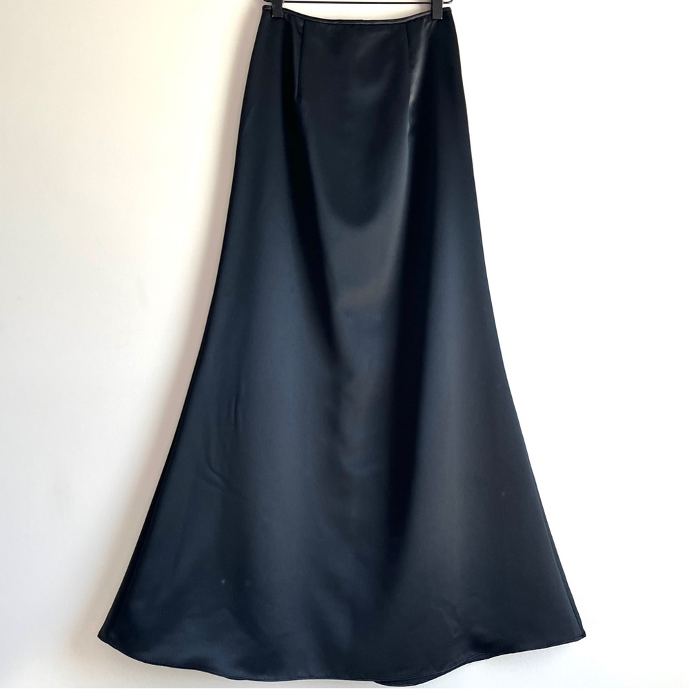 Scott McClintock Y2K vintage black maxi skirt 4 satin long evenin cocktail party